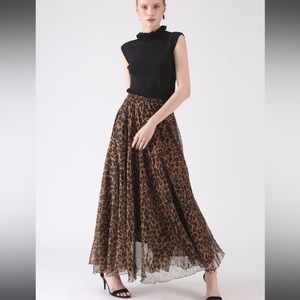 Chicwish leopard watercolor maxi skirt